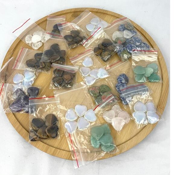 70+pc Natural Quartz Stone Polished Mixed Lot Hearts Amethyst Tiger Eye Jasper - Picture 1 of 11